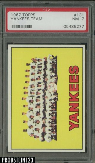 1967 Topps 131 York Yankees Team Card Psa 7 Nm