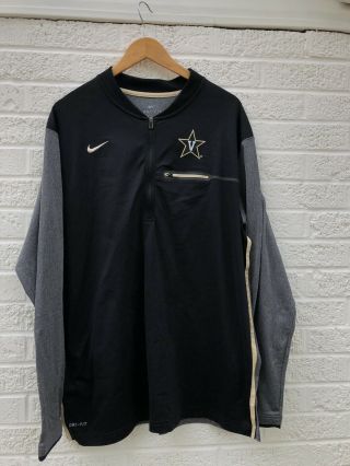 Nike Vanderbilt Dri Fit 1/4 Zip Pullover Black Gray Xl Guc