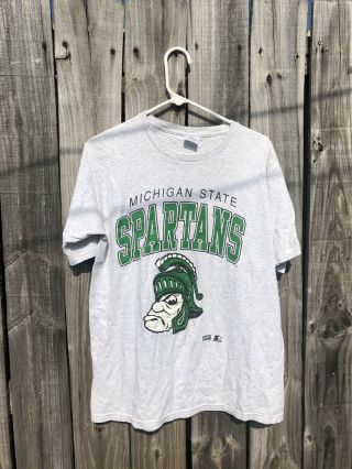 Vintage Starter Michigan State Spartans Soft Thin Gray College T Shirt M Mascot
