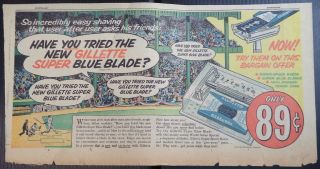 1960 Baseball Stadium Gillette Ad Sunday Comics 9/11/60