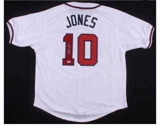 Chipper Jones 10 Signed Atlanta Braves Jersey Autographed Xl Psa/dna Hof