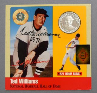 Ted Williams Signed Auto Autograph Estate Coin Display Green Diamond Gd Psa/dna