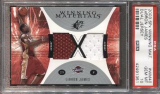 Lebron James Psa 10 2003 Ud Spx Winning Materials Dual Jersey Rookie Rc Lakers