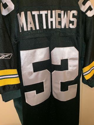 Mens REEBOK On Field GREEN BAY PACKERS Clay Matthews NFL JERSEY Sewn Stitched 52 3