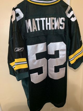 Mens REEBOK On Field GREEN BAY PACKERS Clay Matthews NFL JERSEY Sewn Stitched 52 5