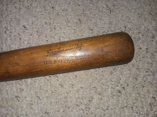 VINTAGE TED WILLIAMS WOOD BASEBALL BAT 34 inches professional model 1940s 4