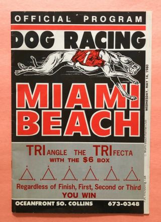 1980 Miami Beach Kennel Club Greyhound Program Last Race Before Closing Forever