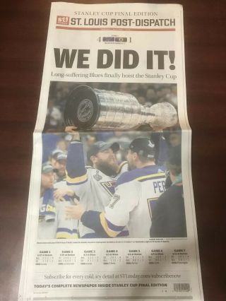 St.  Louis Blues Stanley Cup Champions Daily Newspaper Next Day We Did It