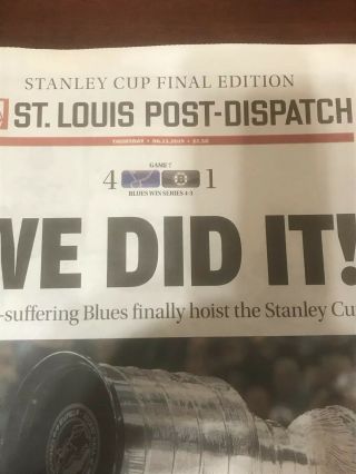 ST.  LOUIS BLUES STANLEY CUP CHAMPIONS DAILY NEWSPAPER next Day WE DID IT 3