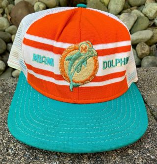 Vintage Miami Dolphins Trucker Mesh Snapback Hat Cap Nfl Football 90s