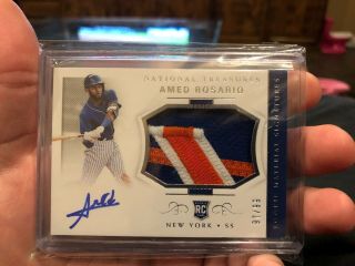 2018 National Treasures Amed Rosario Rc 3 Color Patch Auto 97/99 Rm)