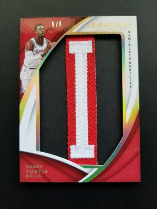 Bobby Portis 2017 - 18 Panini Immaculate Nameplate Nobility Patch 5/6 Bulls