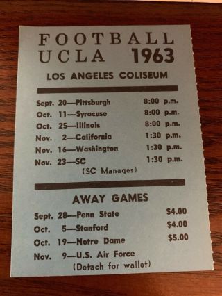 1963 Ucla Football Pocket Schedule