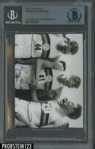 Roger Bannister First Sub - 4 - Minute Mile Signed Photo Auto Autograph Bgs Bas
