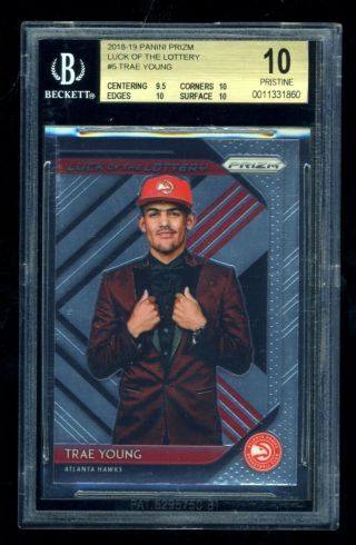Trae Young 2018 - 19 Panini Prizm Lottery Rookie Card Rc Bgs 10 Pristine
