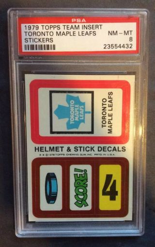1979 Topps Helmet And Stick Decals Insert Toronto Maple Leafs Psa 8