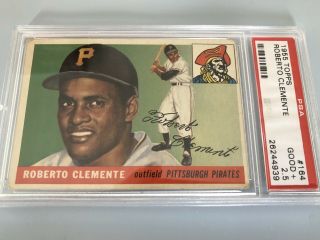 1955 Topps Roberto Clemente 164 Rookie Card Psa 2.  5 Good,