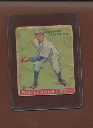 1933 Goudey Chewing Gum Baseball Card 145 George Walberg,  Philadelphia,  Poor