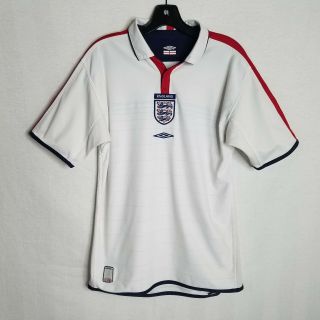 Umbro Mens White England Football Soccer Polo Shirt Jersey Size Medium V418