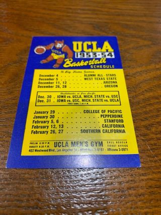 1953 - 54 Ucla Basketball Pocket Schedule