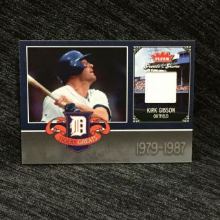 Kirk Gibson Tigers 2006 Fleer Greats Of The Game Worn Jersey Card Det - Kg