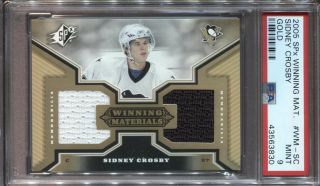 Sidney Crosby Psa 9 2005 Ud Spx Winning Materials Dual Jersey Rookie Gold /99