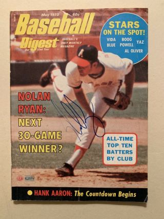 May 1973 Hall Of Fame Pitcher Nolan Ryan Autographed Baseball Digest.