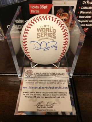 David Ross Autographed 2016 World Series Baseball Schwartz Cubs
