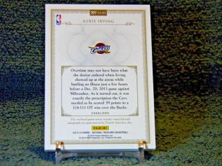 Kyrie Irving 2013 - 14 National Treasures Sneaker Swatches On Card Auto 52/60 4