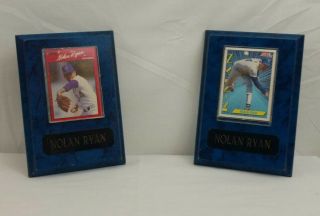 Nolan Ryan 5x7 Plaque With 1991 Score K - Man And 1990 Donruss Card Texas Rangers