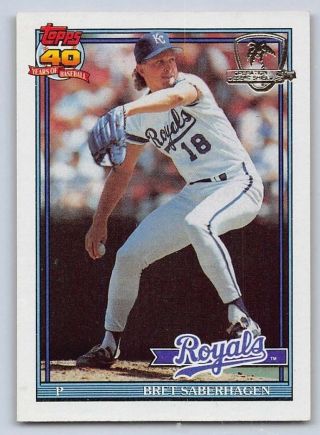 1991 Brett Saberhagen - Topps " Desert Shield " Baseball Card - 280 - K.  C.  Royals