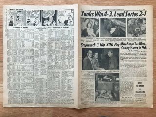 1949 NY Subway WORLD SERIES Newspaper DAILY NEWS Yankees (4) Dodgers (3) Game 3 3
