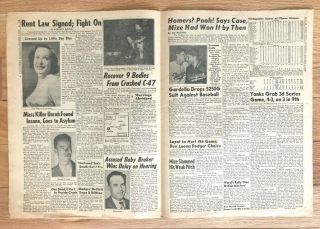 1949 NY Subway WORLD SERIES Newspaper DAILY NEWS Yankees (4) Dodgers (3) Game 3 4
