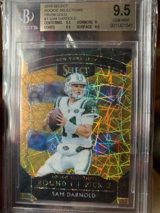 Sam Darnold 2018 Panini Select Rc Rookie Selections Gold Prizm Sp 4/10 Bcgs 9.  5
