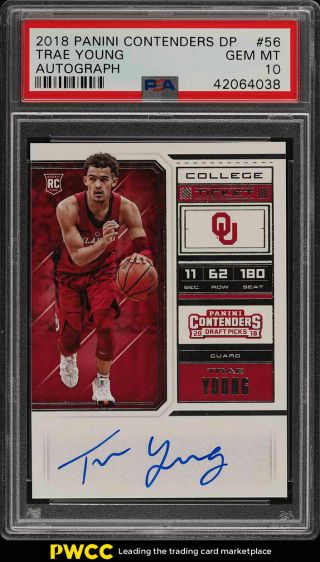 2018 Panini Contenders Draft Picks Trae Young Rookie Rc Auto Psa 10 Gem (pwcc)
