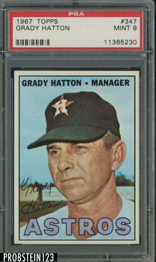 1967 Topps 347 Grady Hatton Houston Astros Psa 9