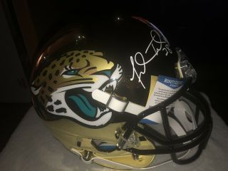 Fred Taylor 28 Signed Jacksonville Jaguars Full Size Chrome Helmet Beckett