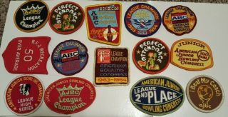 Vintage Bowling Patches - 14 Various Embroidered Cloth Patches