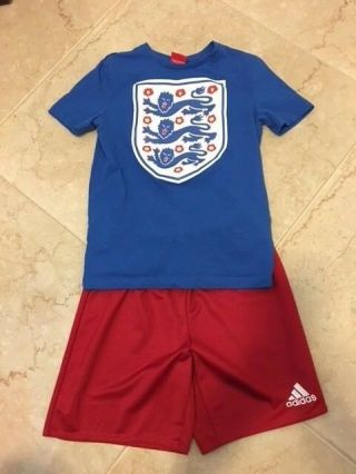 Chelsea Football Club Youth T - Shirt Royal Blue Sz 10 - 11 Years/ Adidasred Shorts