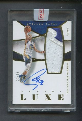 2014 - 15 Panini Luxe Stephen Curry Warriors Patch Auto 13/25