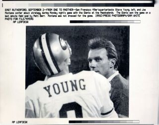 1991 Ap Laser Press Photo Joe Montana & Steve Young San Francisco 49ers