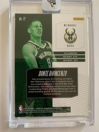 2018 - 19 NBA ABSOLUTE DONTE DIVENCENZO UNCIRCULATED ENCASED ROOKIE CARD RC BUCKS 2