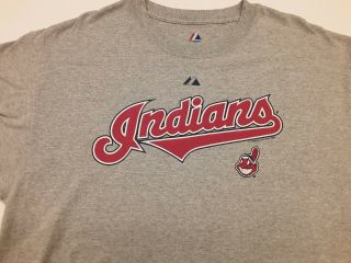 Cleveland Indians T Shirt Majestic Gray Xl Euc