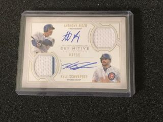 Anthony Rizzo Kyle Schwarber 2019 Topps Definitive Dual Jersey Auto 3/35 Cubs