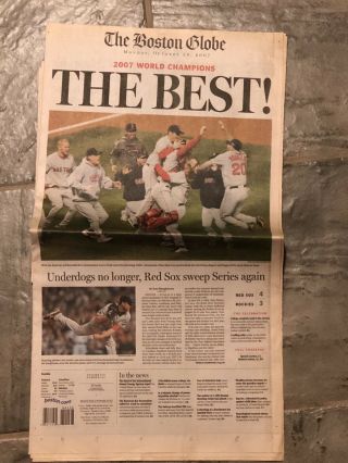 2007 Boston Red Sox World Series Champions Newspaper.