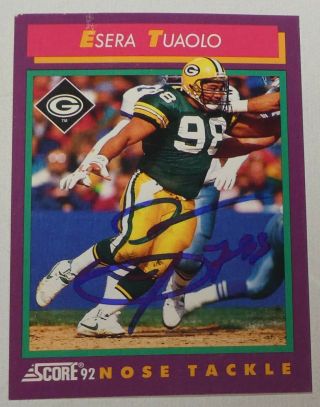 Esera Tuaolo Signed 1992 Score Packers Football Card 128 Vikings Osu Autograph