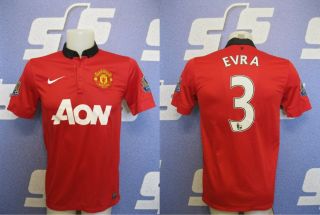 Manchester United 3 Evra 2013/2014 Home Sz S Nike Shirt Jersey Football Soccer