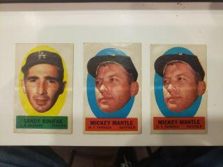 1963 Topps Peel Offs Mickey Mantle York Yankees Centered W Instructions