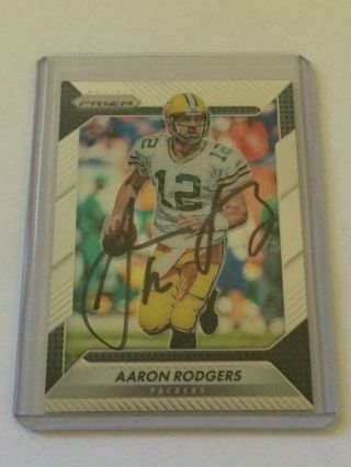 2016 Panini Prizm Aaron Rodgers Autographed Nfl Green Bay Packers Sports Card