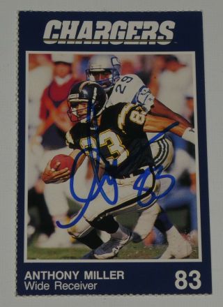 Anthony Miller Signed 1990 Chargers Police Football Card 6 Autograph Pro Bowl